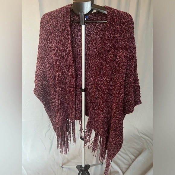 Burgundy Wine Chenille Poncho WORN ONCE - Picture 2 of 6